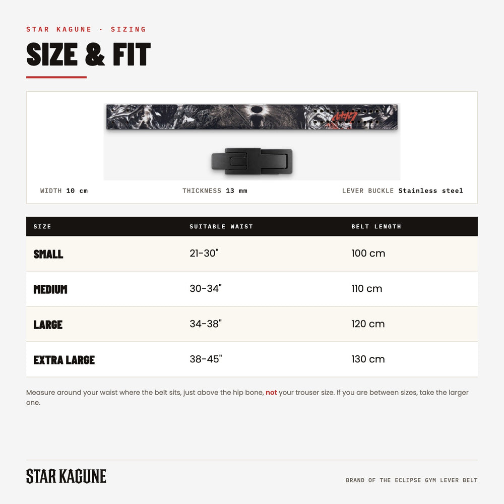Brand of the Eclipse Gym Lever Belt size guide