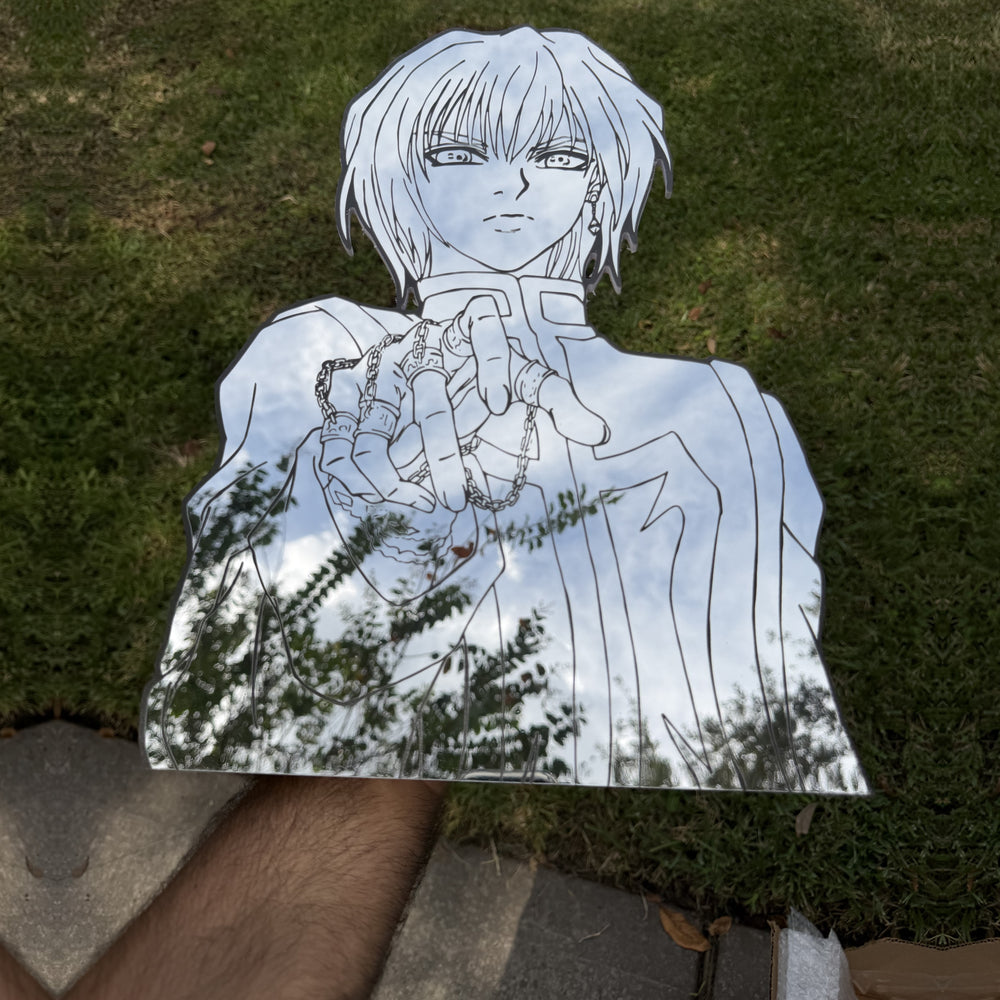 Chain User Mirror, Hunter x Hunter wall mirror, held in hand for scale