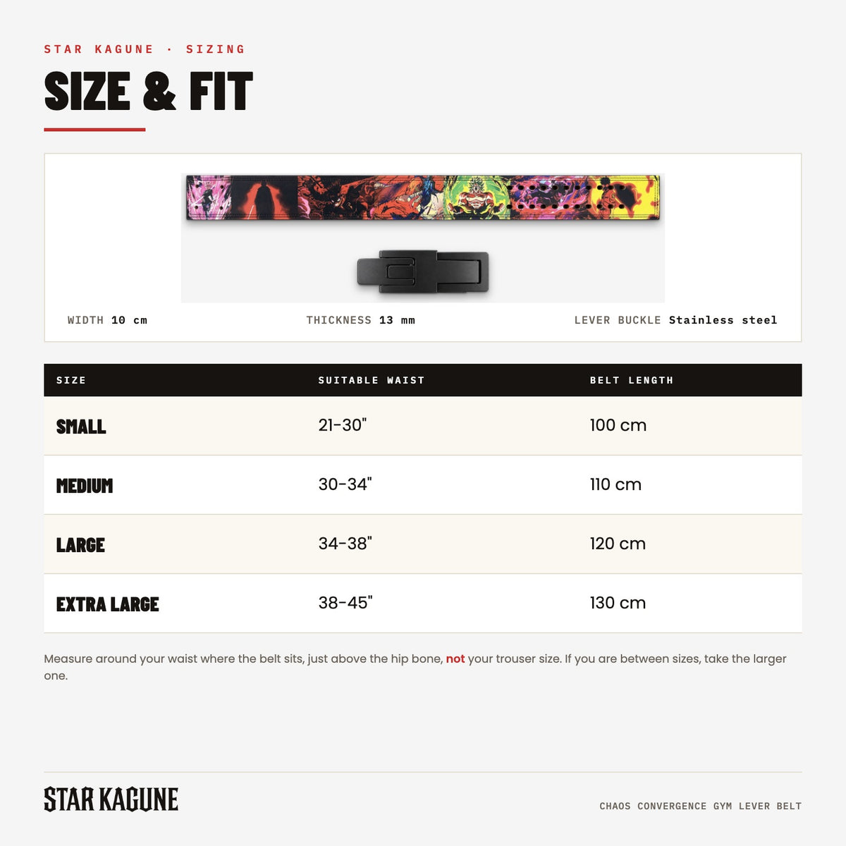 Chaos Convergence Gym Lever Belt size guide