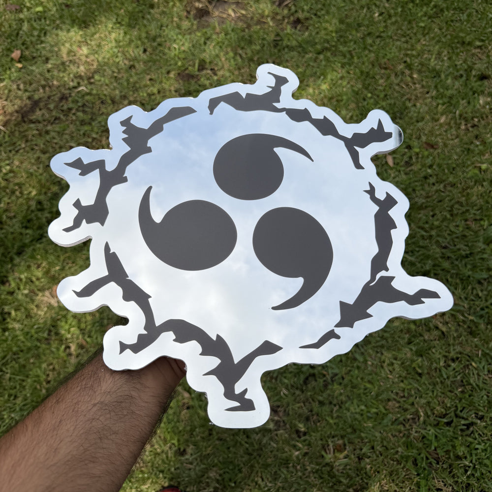 Curse Mark Mirror, Naruto wall mirror, held in hand for scale