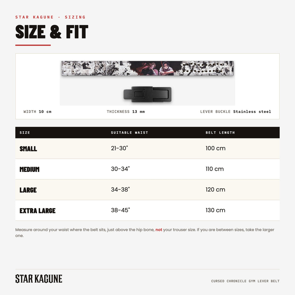 Cursed Chronicle Gym Lever Belt size guide
