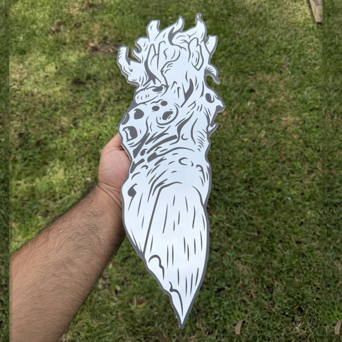 Cursed Finger Mirror, Jujutsu Kaisen wall mirror, held in hand for scale