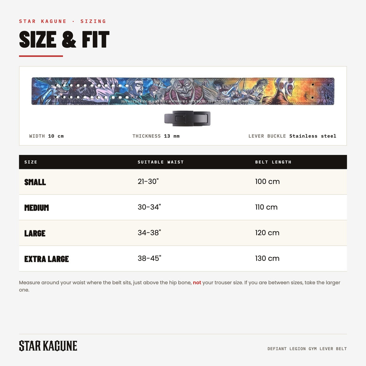 Defiant Legion Gym Lever Belt size guide
