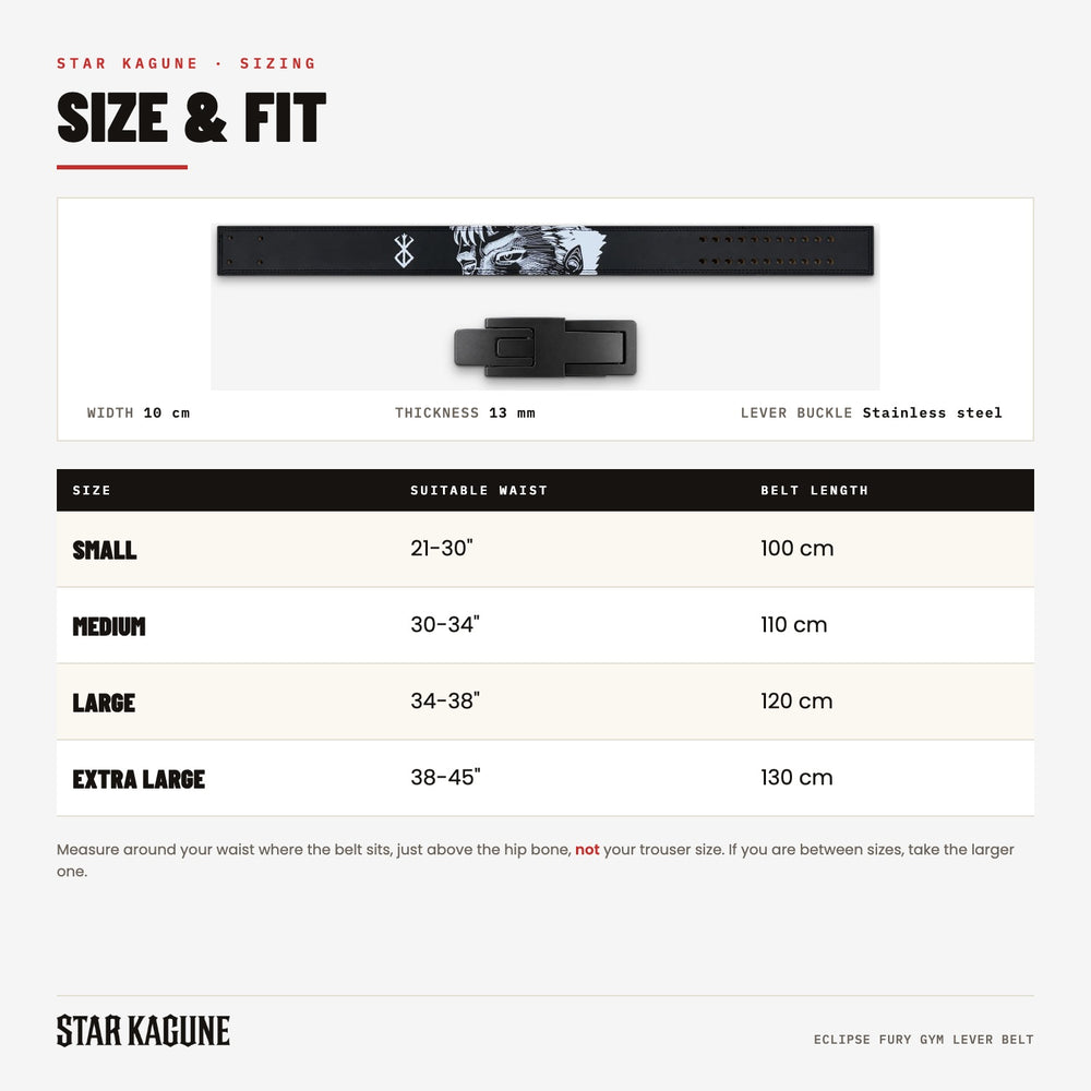 Eclipse Fury Gym Lever Belt size guide