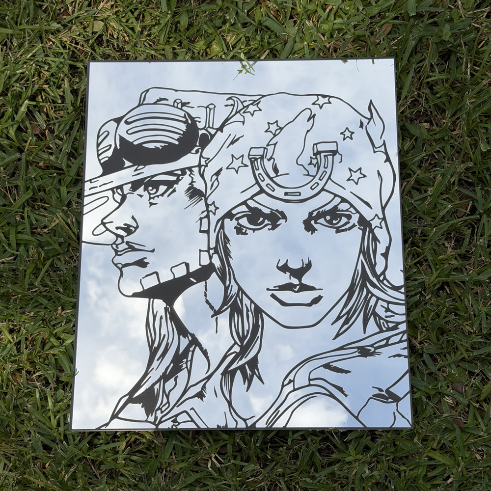 Father And Daughter Mirror, JoJo's Bizarre Adventure wall mirror, laid flat