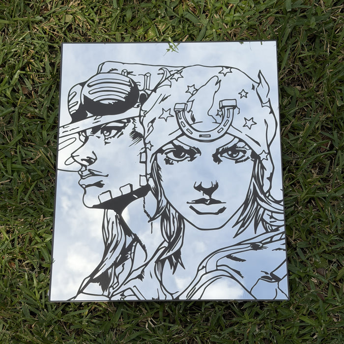 Father And Daughter Mirror, JoJo's Bizarre Adventure wall mirror, laid flat
