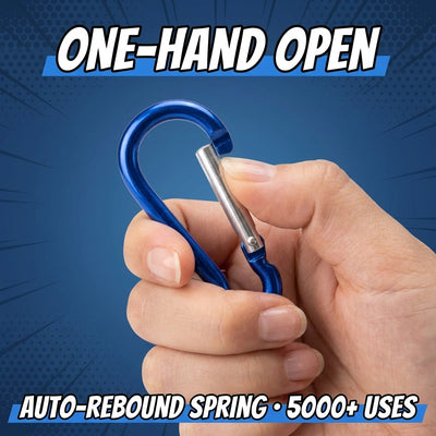 One-hand open carabiner with auto-rebound spring, 5000+ uses