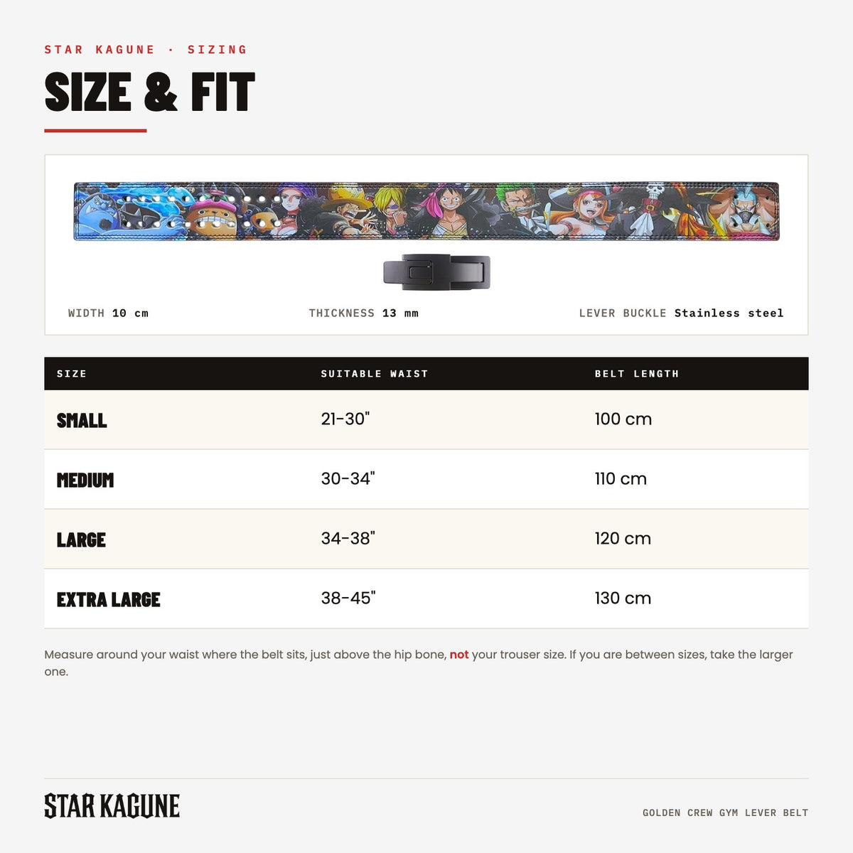 Golden Crew Gym Lever Belt size guide
