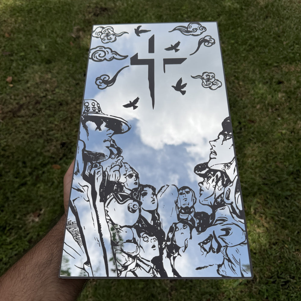 Heaven'S Cross Mirror, JoJo's Bizarre Adventure wall mirror, held in hand for scale