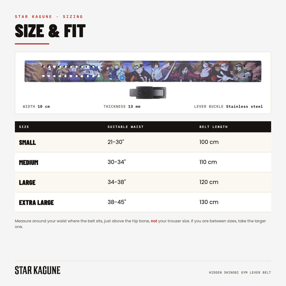 Hidden Shinobi Gym Lever Belt size guide