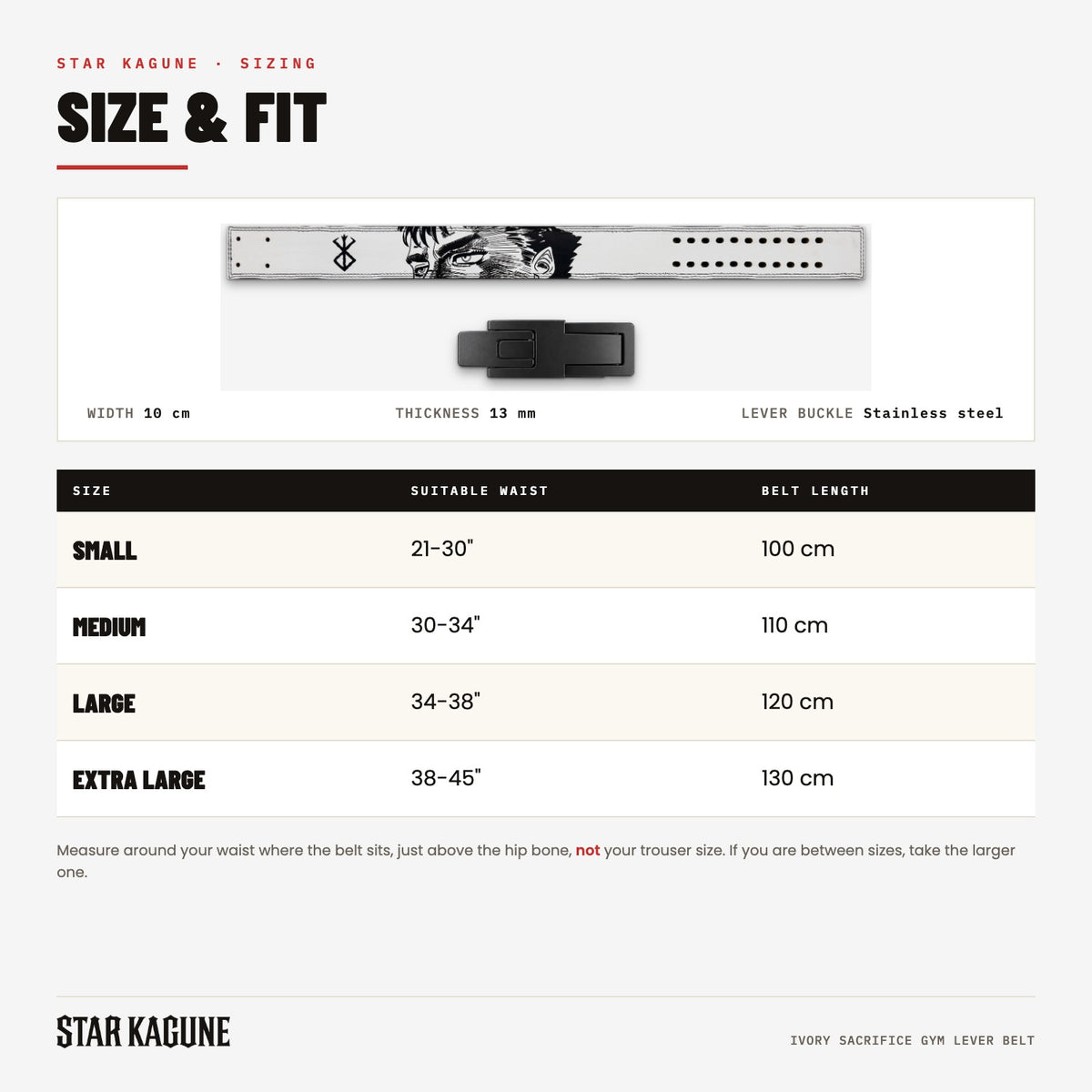 Ivory Sacrifice Gym Lever Belt size guide