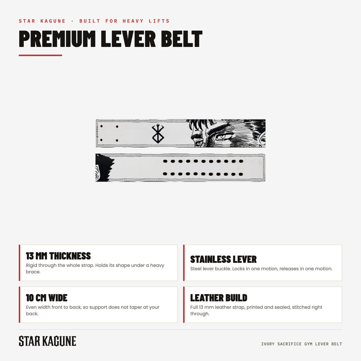 Ivory Sacrifice Gym Lever Belt specifications