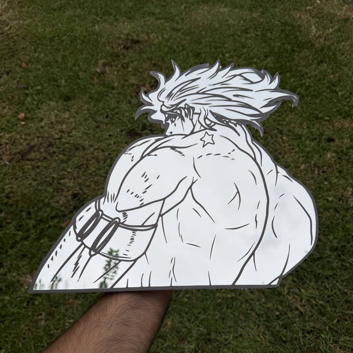 Joestar Birthmark Mirror, JoJo's Bizarre Adventure wall mirror, held in hand for scale
