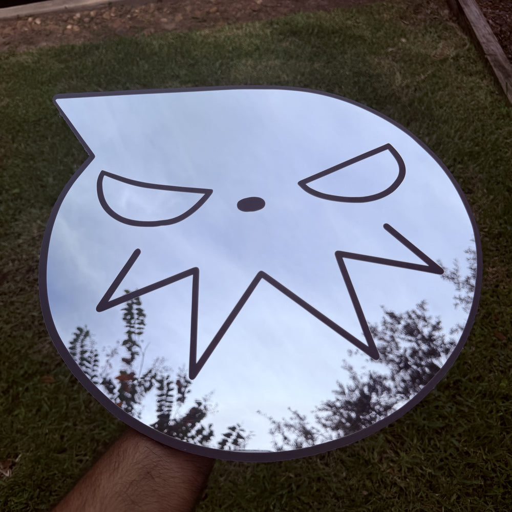 Lord Death Mirror, Soul Eater wall mirror, held in hand for scale