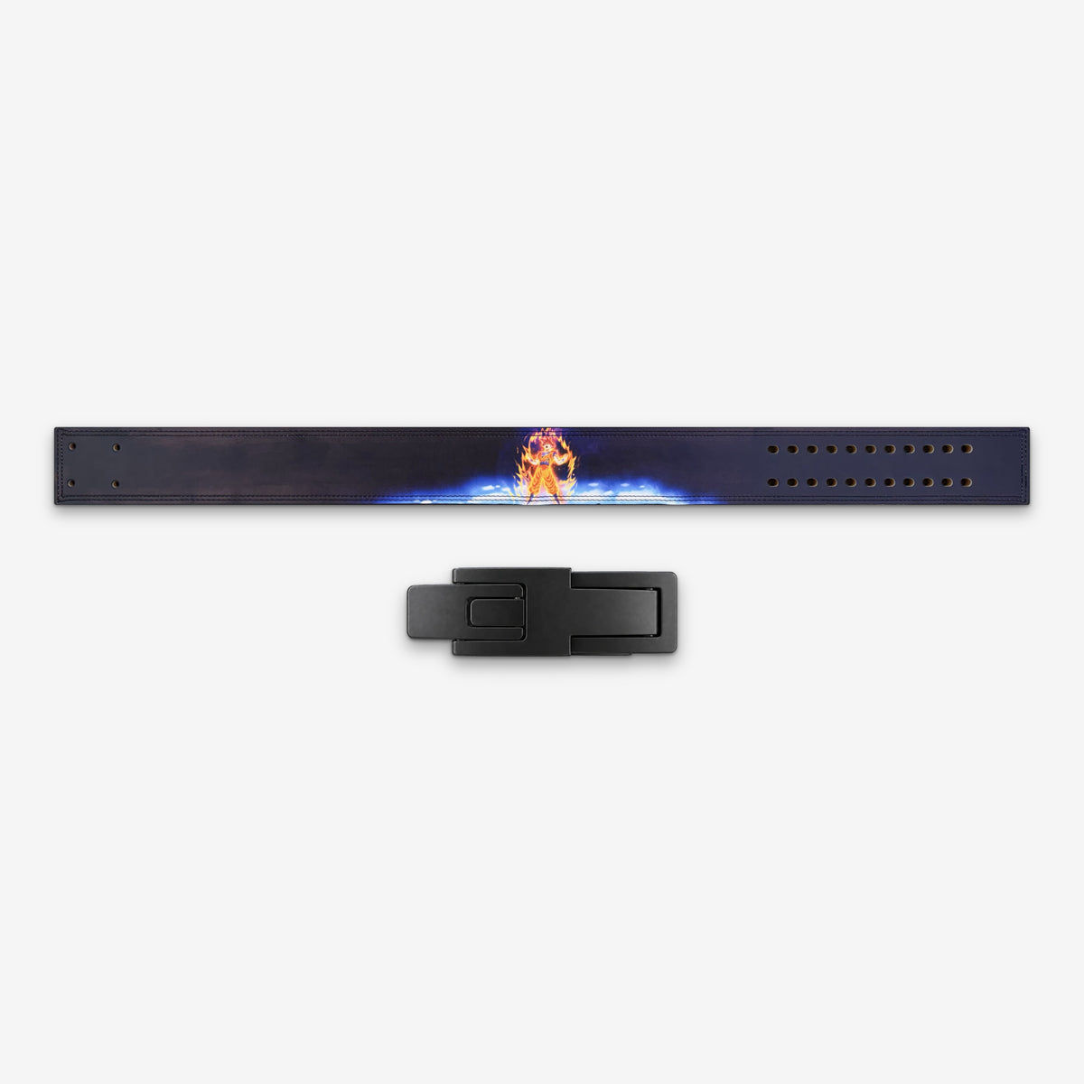 Midnight Ascension Gym Lever Belt laid flat with its lever buckle