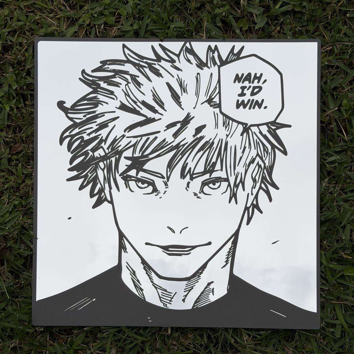 Nah I'D Win Mirror, Jujutsu Kaisen wall mirror, laid flat