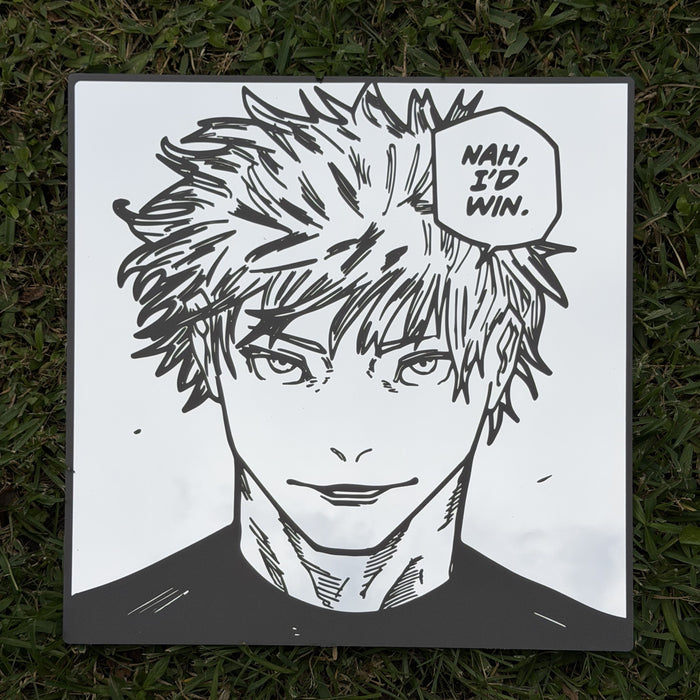 Nah I'D Win Mirror, Jujutsu Kaisen wall mirror, laid flat
