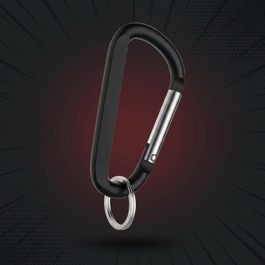 Onyx black Clip & Carry carabiner with silver gate on Star Kagune anime backdrop