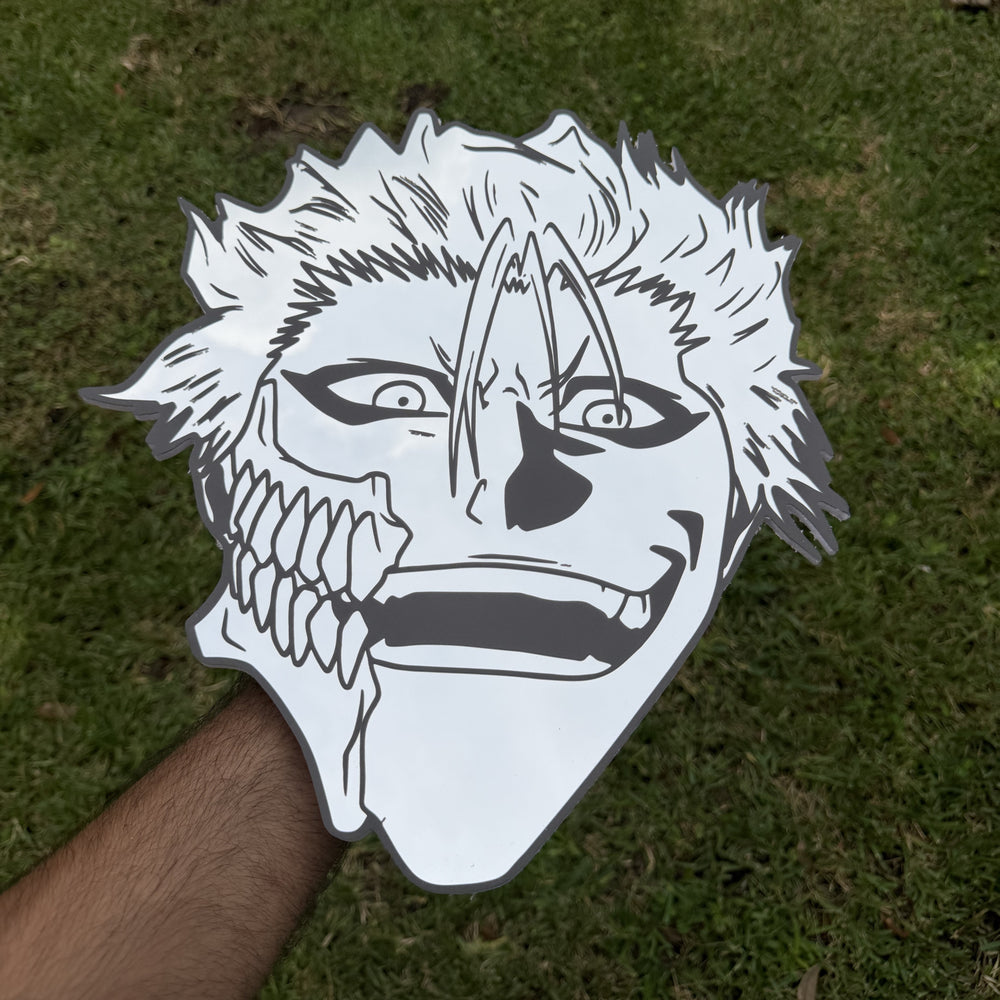 Panther King Mirror, Bleach wall mirror, held in hand for scale