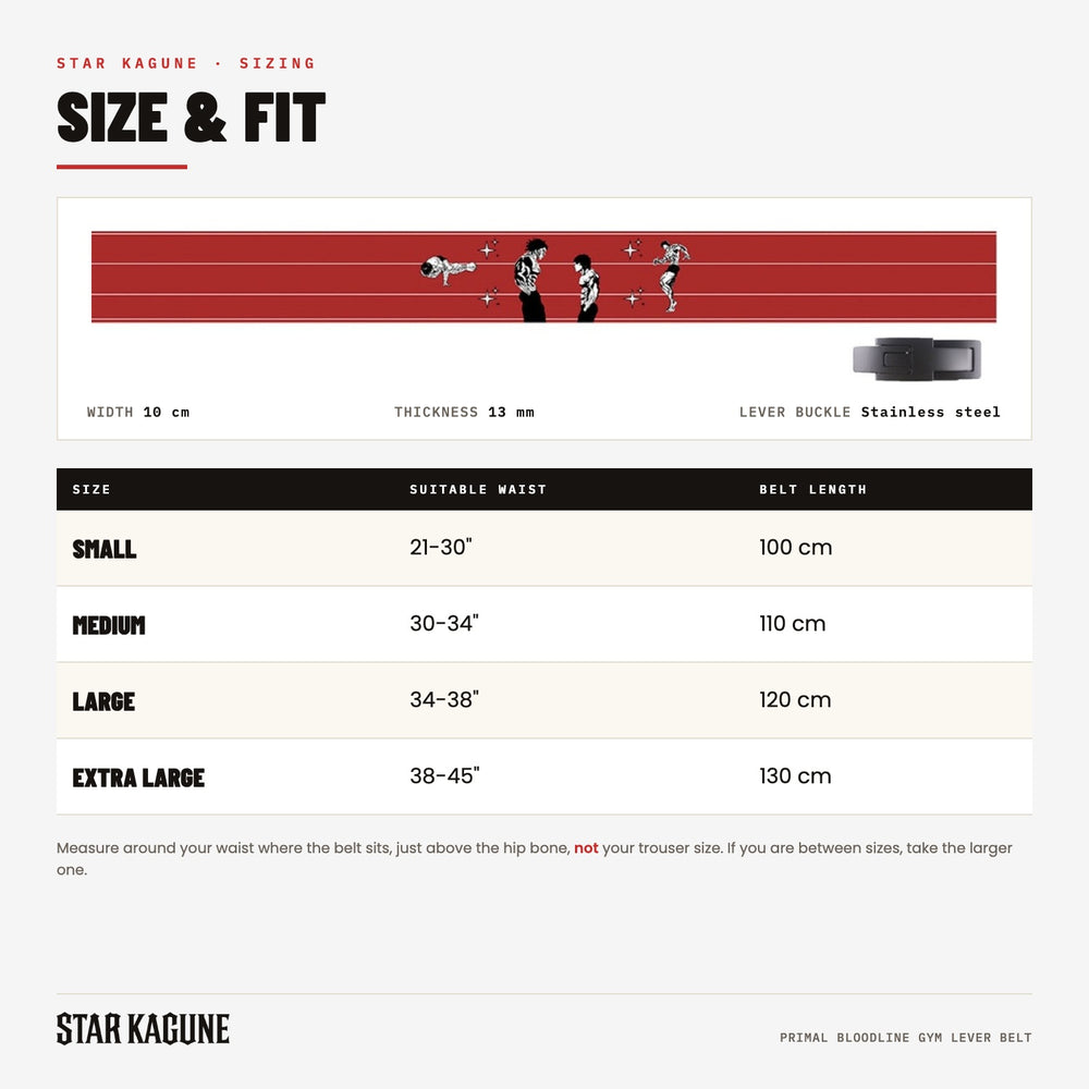 Primal Bloodline Gym Lever Belt size guide