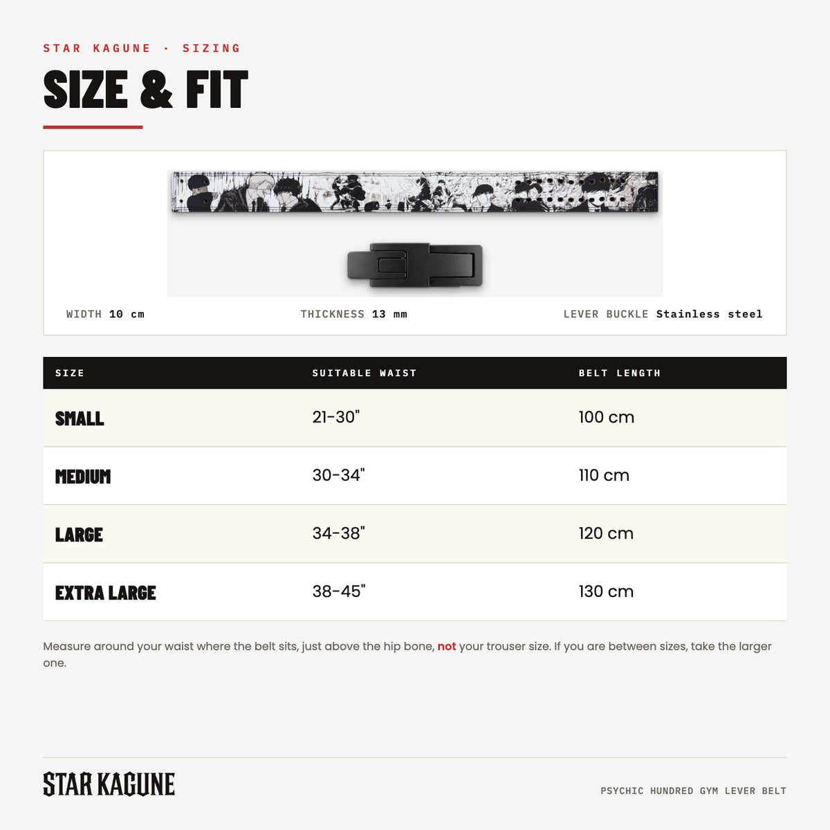 Psychic Hundred Gym Lever Belt size guide
