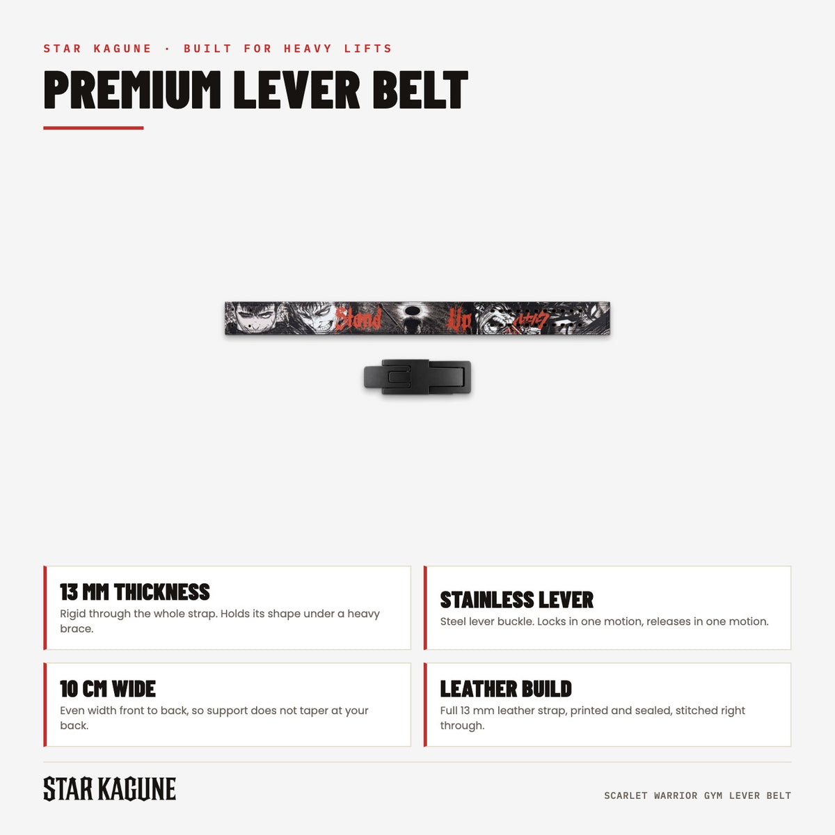 Scarlet Warrior Gym Lever Belt specifications