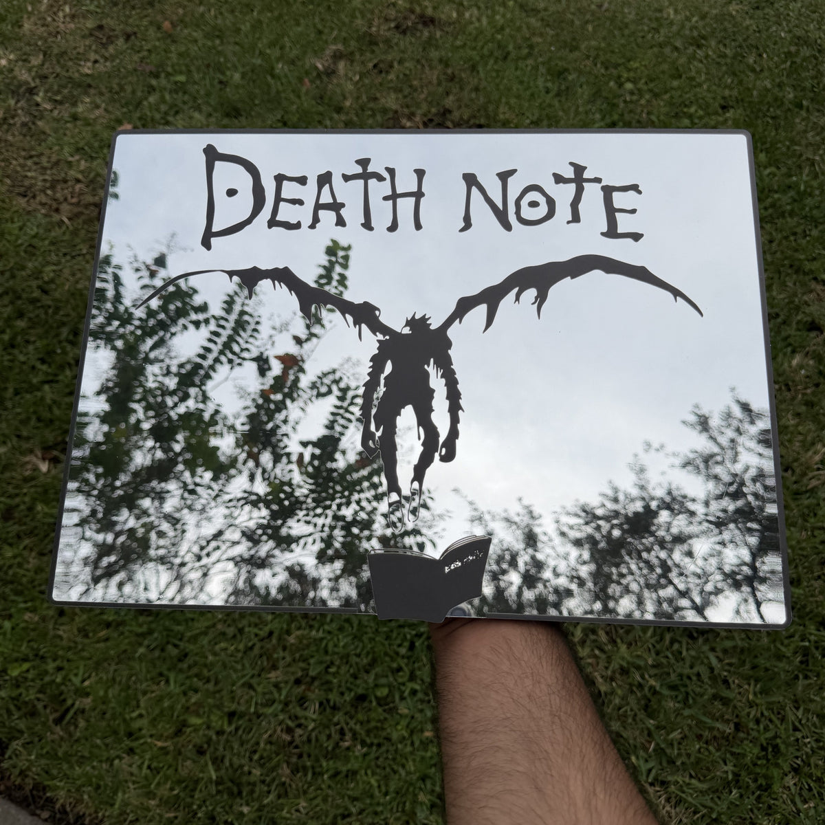 Shinigami'S Notebook Mirror, Death Note wall mirror, held in hand for scale