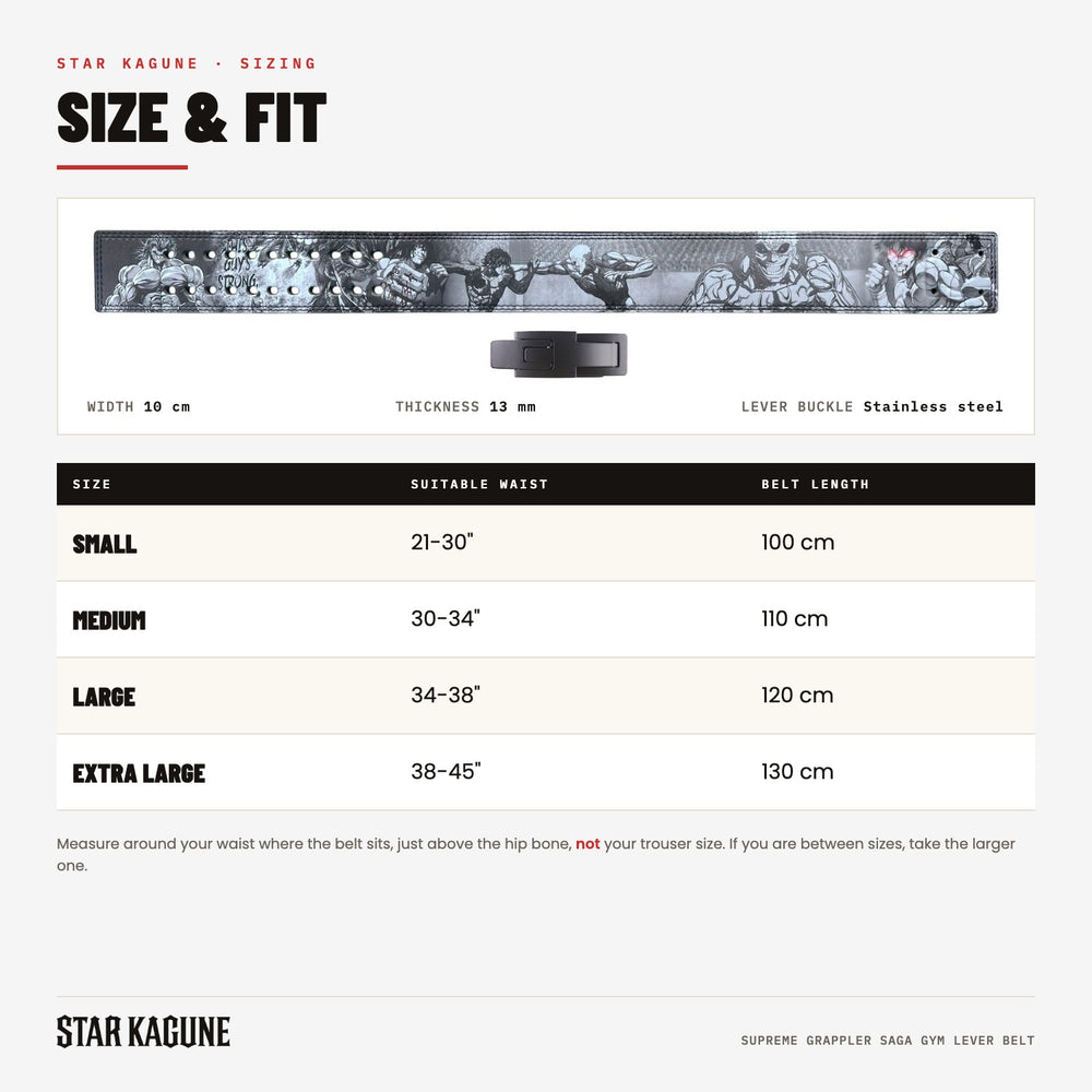 Supreme GRAPPLER SAGA Gym Lever Belt size guide