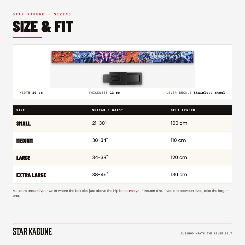 Susanoo Wrath Gym Lever Belt size guide