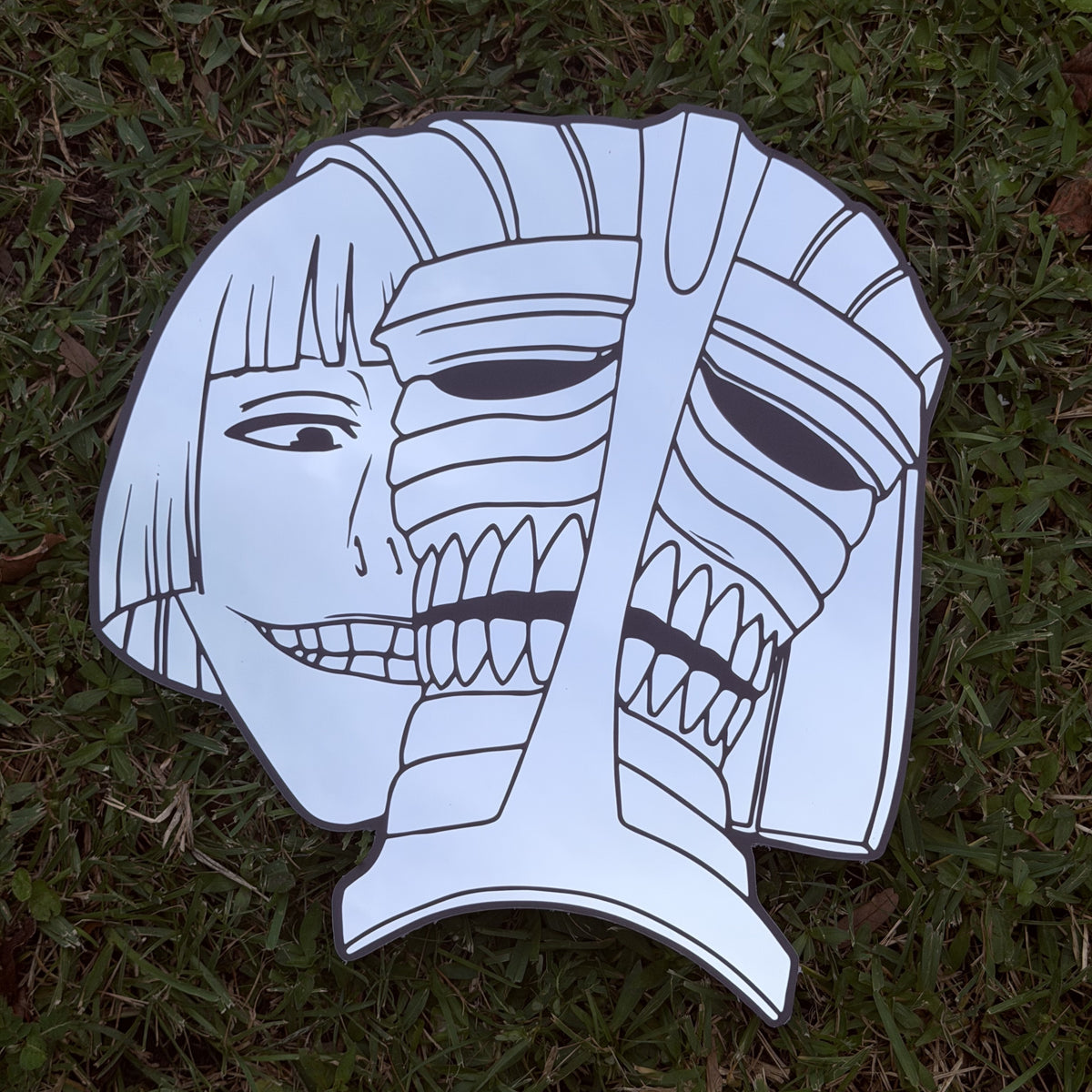 The Masked Captain Mirror, Bleach wall mirror, laid flat