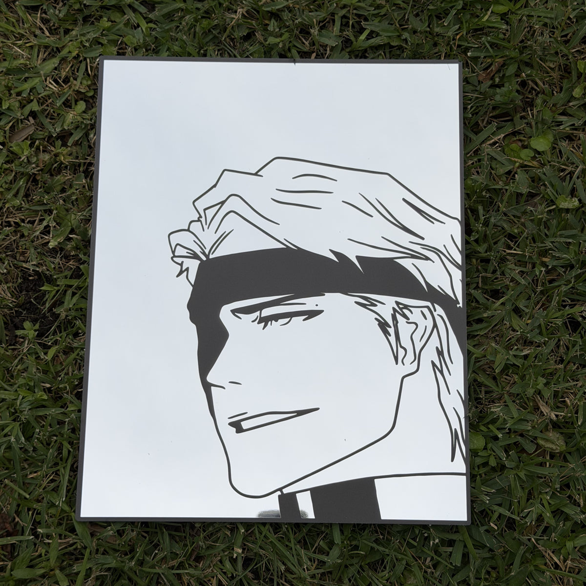 The Silent Blade Mirror, Bleach wall mirror, laid flat