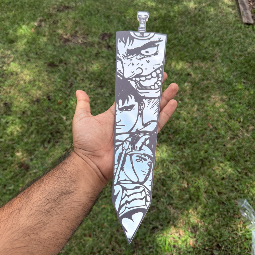The Struggler'S Blade Mirror, Berserk wall mirror, held in hand for scale