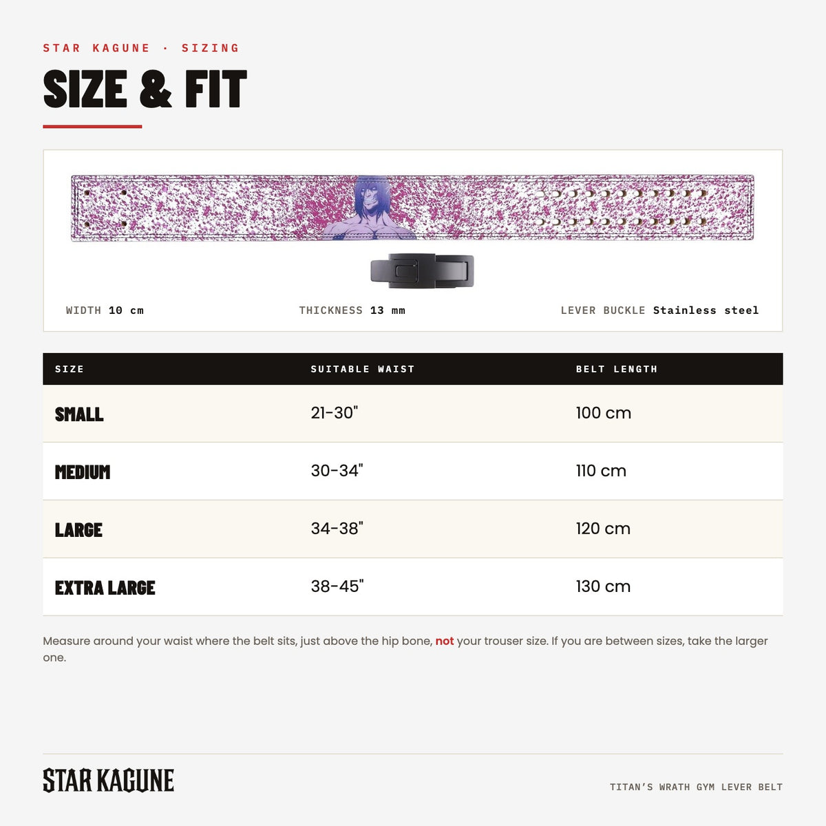 Titan’s Wrath Gym Lever Belt size guide