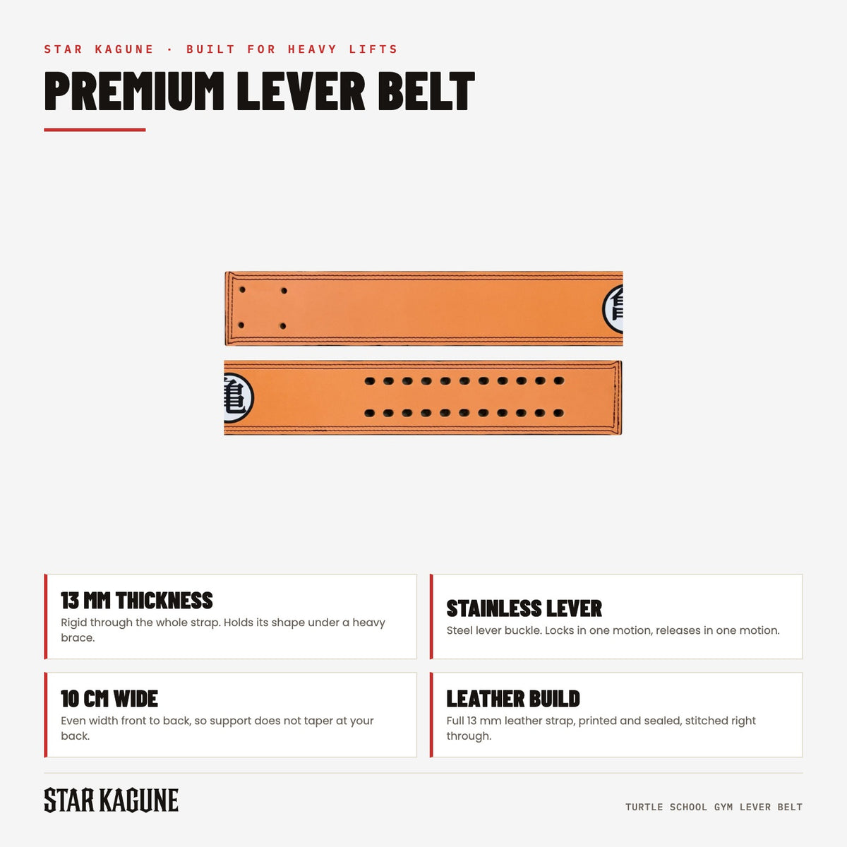 Turtle School Gym Lever Belt specifications