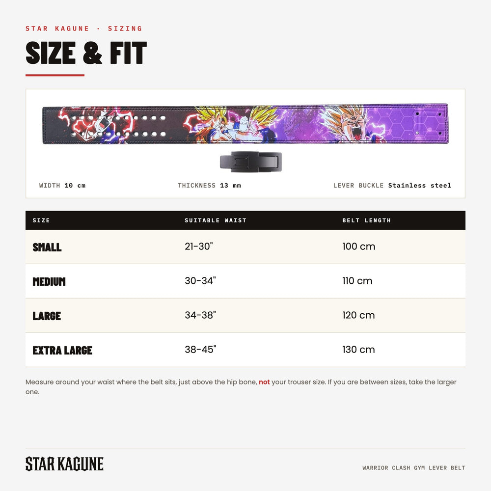 Warrior Clash Gym Lever Belt size guide